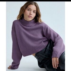 Aritzia Wilfred Free 100% Merino Wool Purple Cropped Turtleneck Sweater
Small